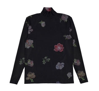 Ava and Lu Black Flower Studded Tulle Skirt & Top